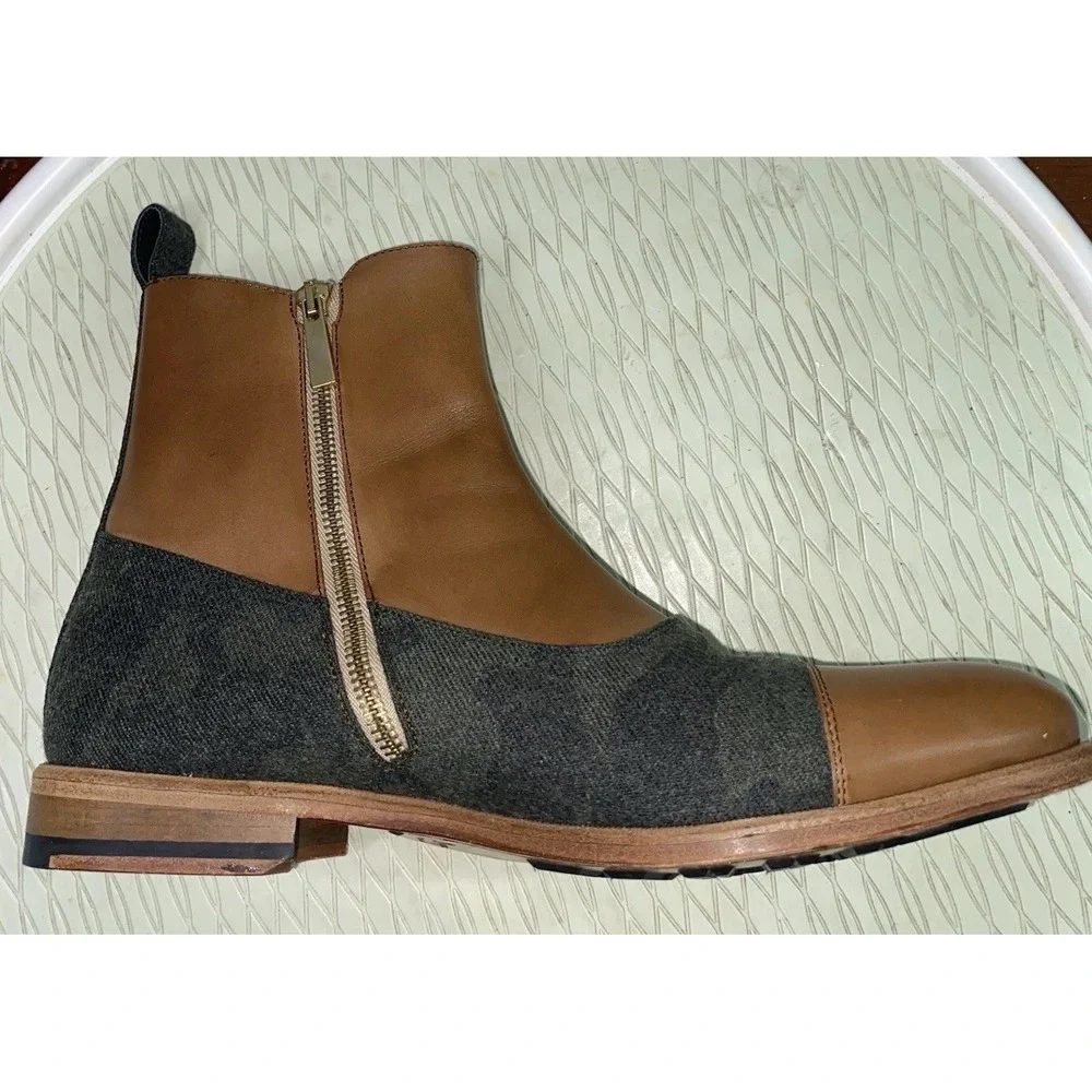Dapper Lane Leather&Wool Men's‎ Octavia Dress Ankle Boots Brown&Gray Spain EUC 9